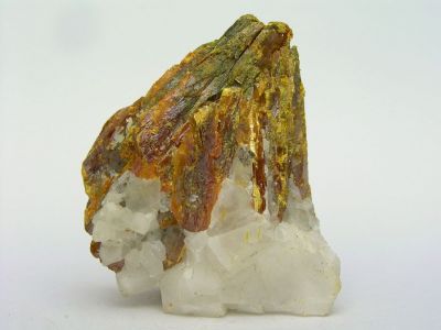 Auripigment, realgar, kalcit - Shimen Mine, Hunan, Čína